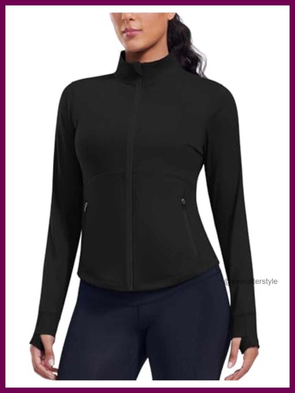 Cropped Workout Jacket Lightweight Full Zip Running Thumbholes